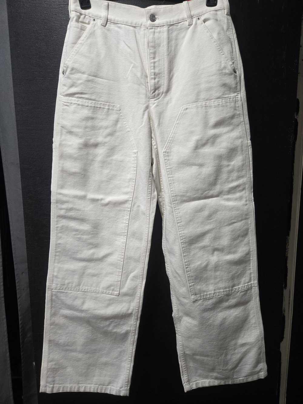 Women's Straight White Utility Jeans